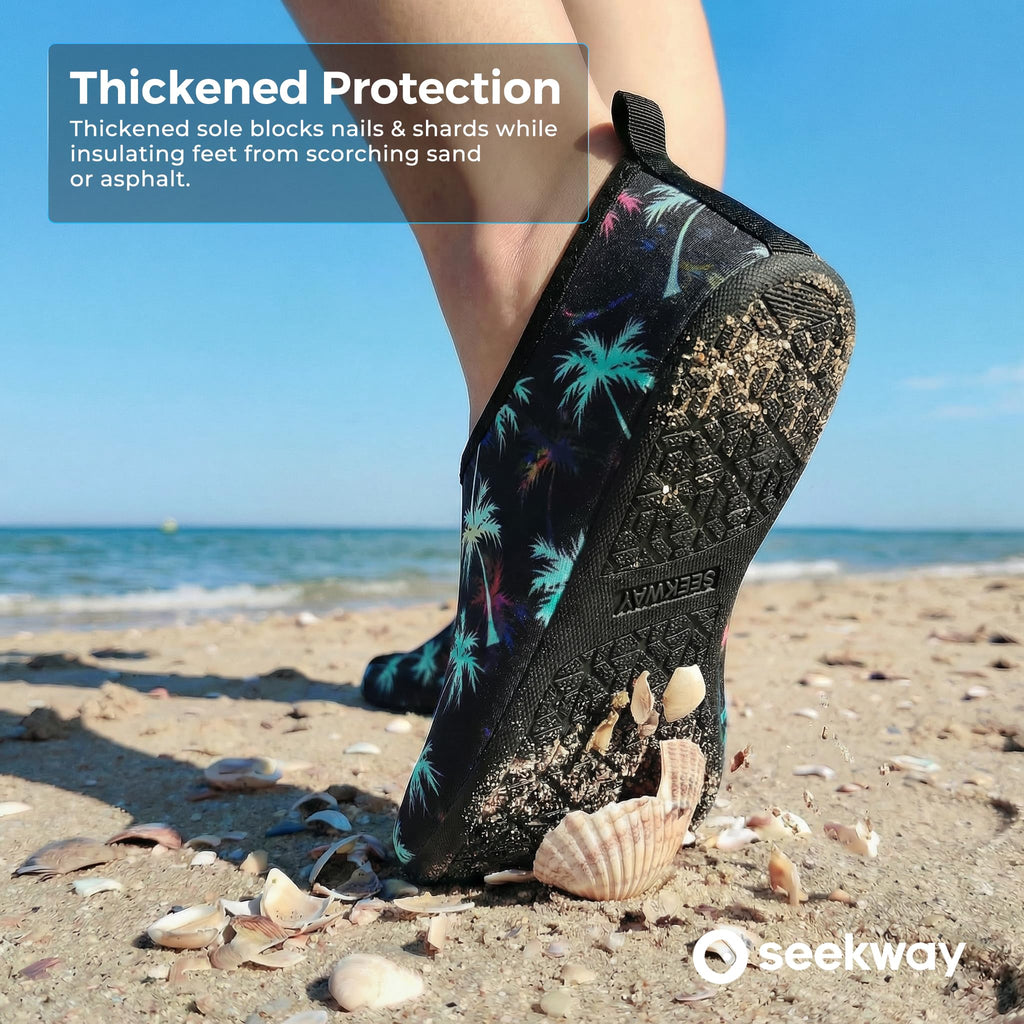 SEEKWAY Water Shoes Women Men Adult Quick-Dry Aqua Socks Barefoot Non Slip for Beach Swim River Pool Lake surf Black Size SK002