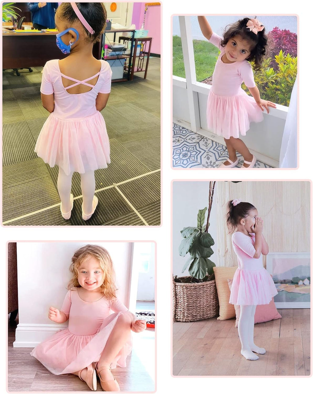 Stelle Ballet Leotards for Girls - Criss-Cross Bow Back Dance Outfit with Skirt | Toddler to Big Kid Sizes