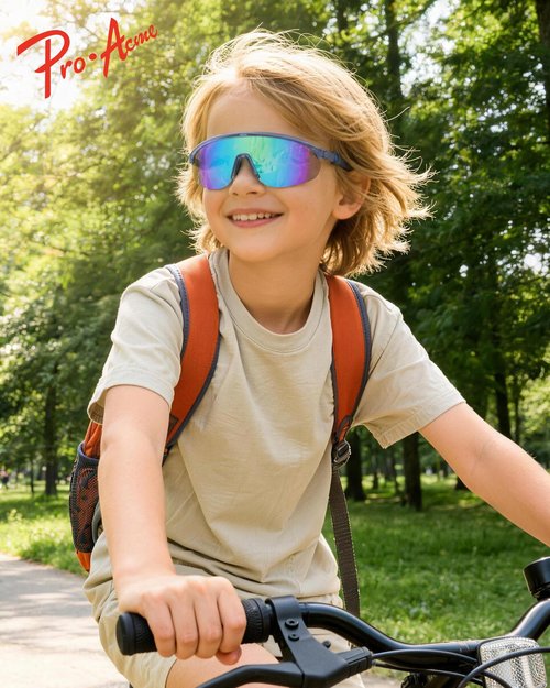 Pro Acme Kids Baseball Sunglasses Youth Sports Sun Glasses Boys Girls Unbreakable Light TR90 Frame for Softball Cycling (Blue/Blue Mirror)