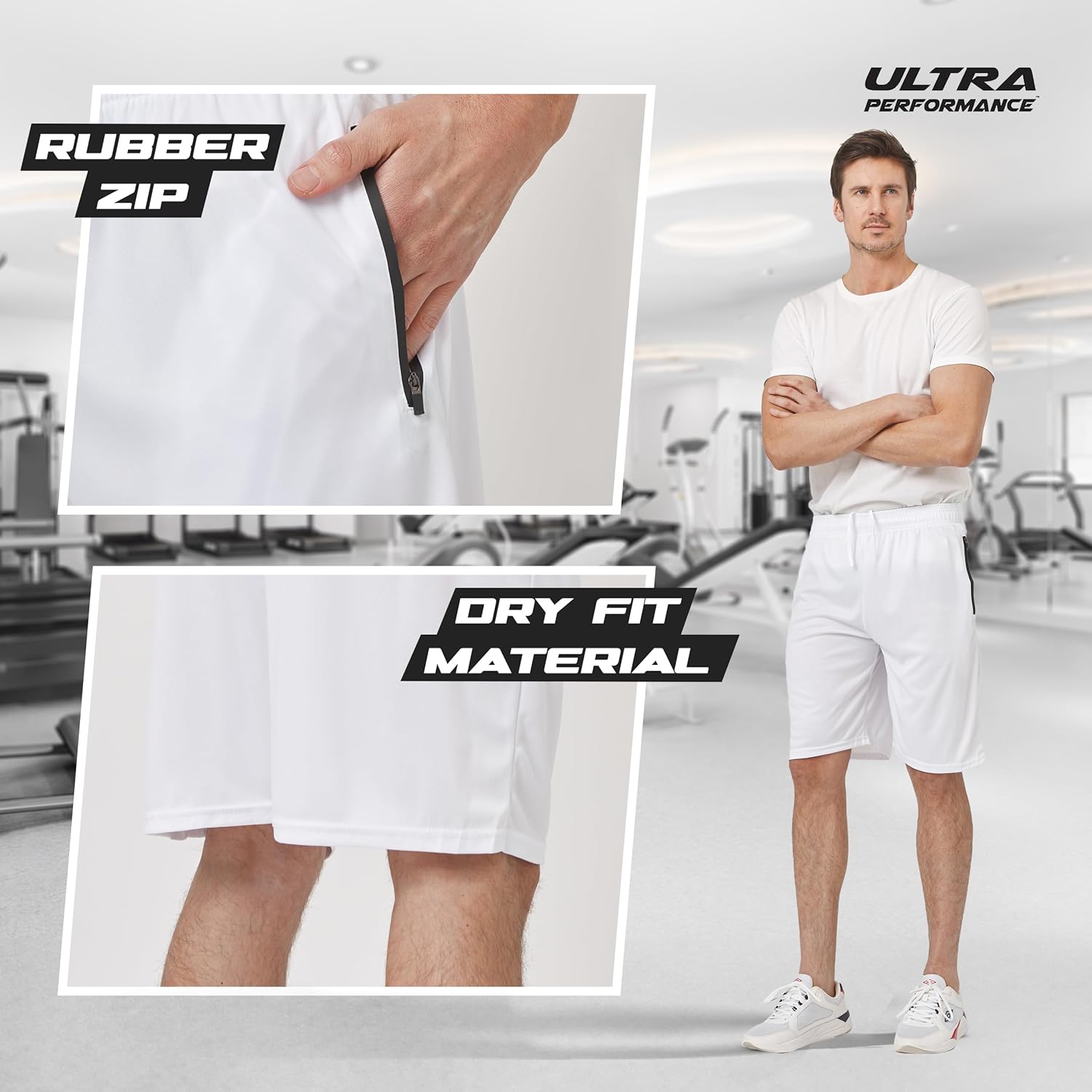 Skiennix Ultra Performance Men's Athletic Running Shorts - 5 Pack, Loose Fit with Zippered Pockets