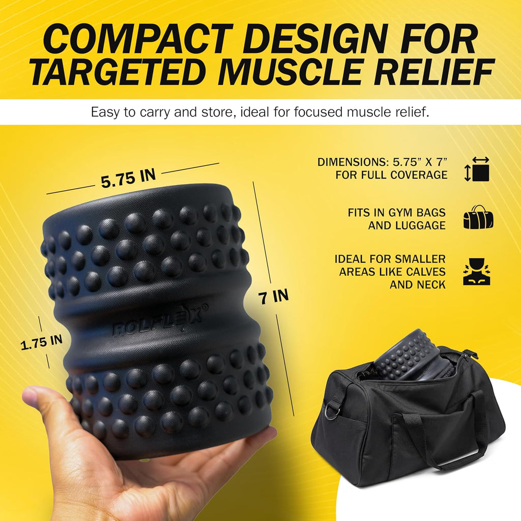 Rolflex SpineAline Back Roller - Ergonomic Deep Tissue Massage Tool for Spine Alignment | Supports Up to 300 lbs - Black