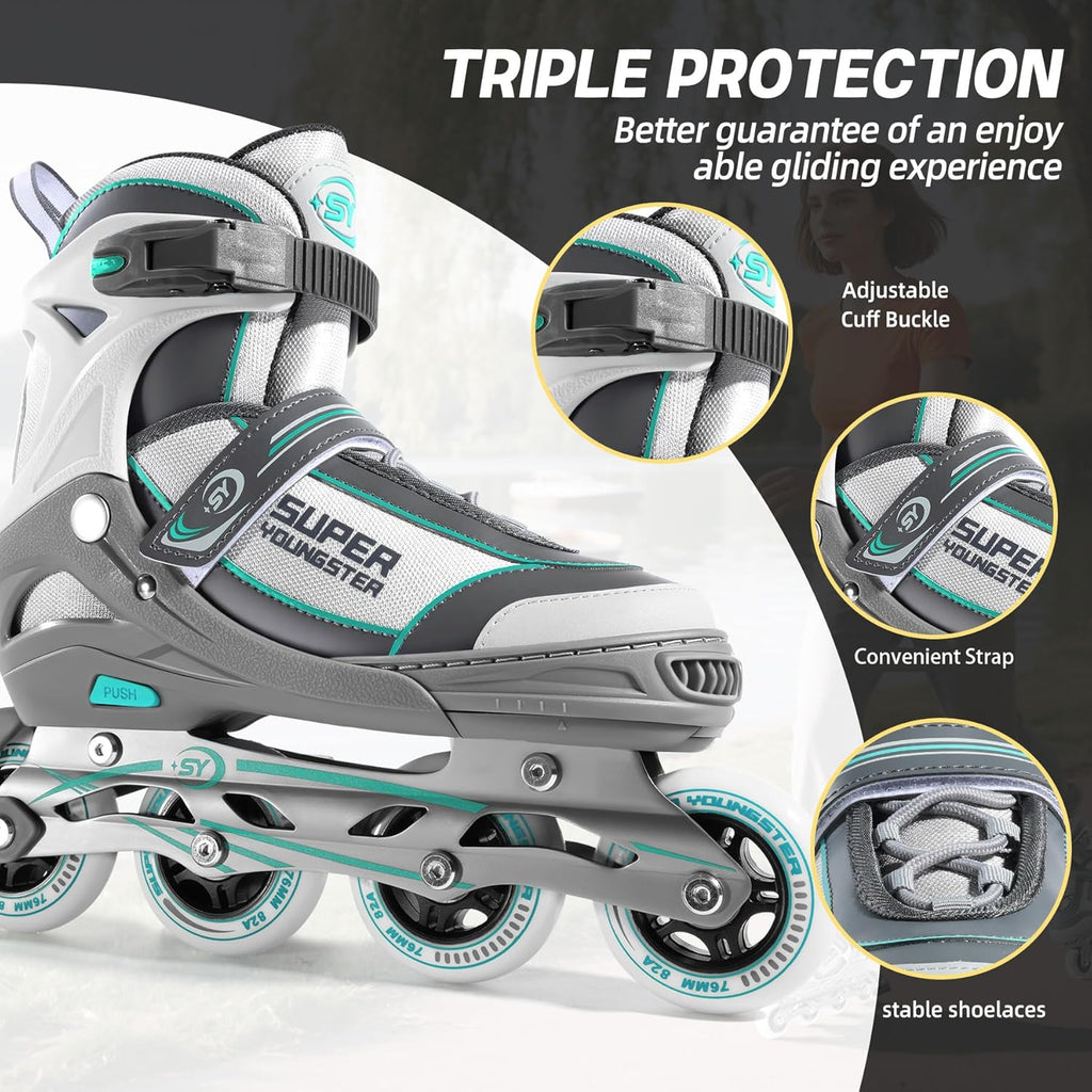 Super Youngster Women's Inline Skates - Adjustable Roller Blades for Adults | Comfortable Fit