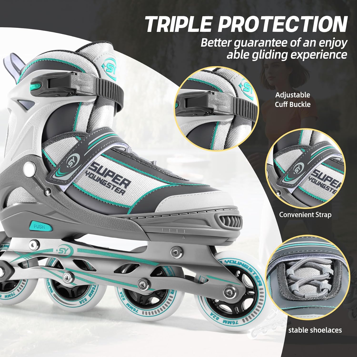 Super Youngster Women's Inline Skates - Adjustable Roller Blades for Adults | Comfortable Fit