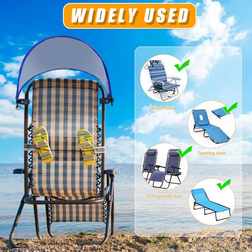 Atvkov Beach Chair Canopy Foldable Chair Umbrella Sun Shade Attachment for Beach Camping Fishing Lounge Tanning Zero Gravity Chair (1)