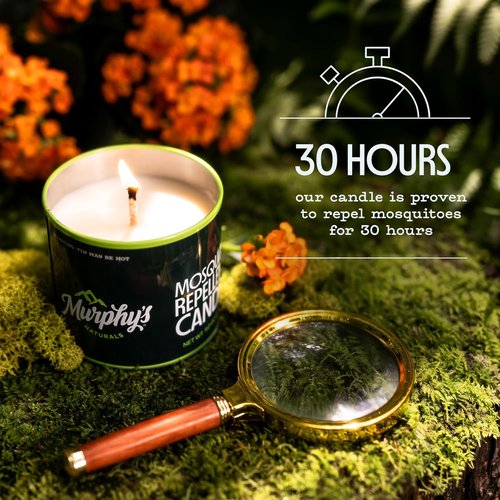 Murphy's Naturals Mosquito Repellent Candles - Citronella & Essential Oils, 30-Hour Burn, 9 oz, 6-Pack