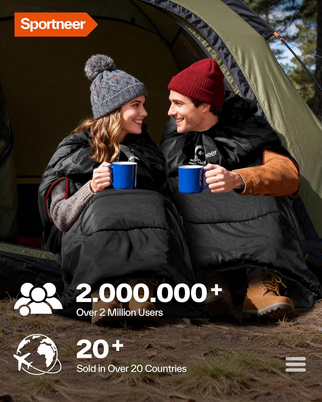 Sportneer Wearable Sleeping Bag - Walkable Design with Arm Zippers, Waterproof & Compact for Camping, Travel, and More