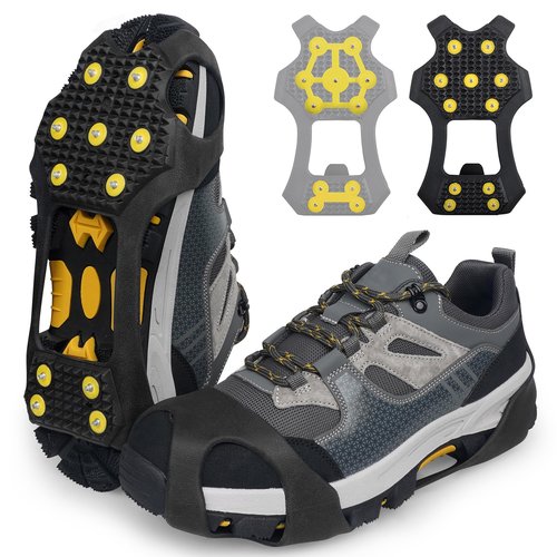 Crampons Ice Cleats for Boots Men and Women Anti Slip Grips Snow Ice Shoes Rubber Snow Traction Cleats Slip-on Stretch Footwear Walking Crampon Medium