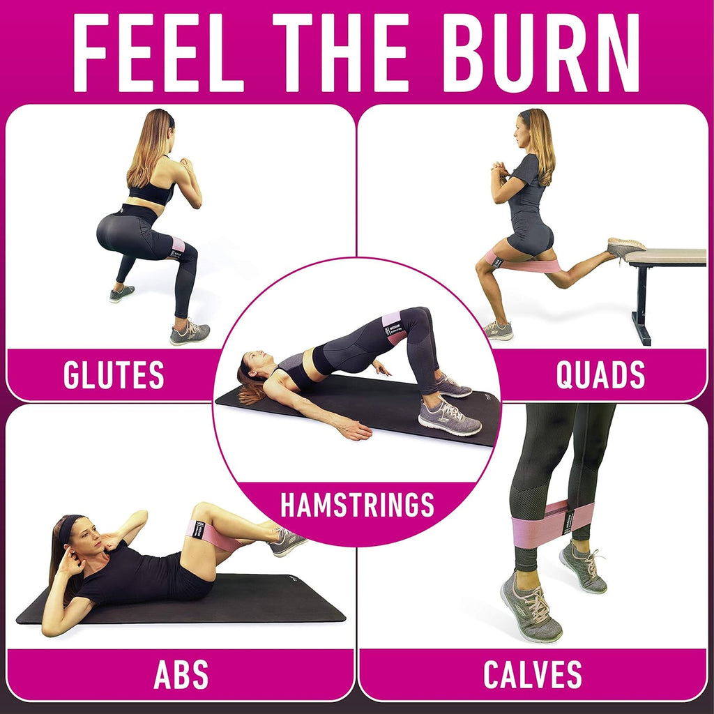 Skiennix Resistance Bands - Fabric Elastic Workout Bands Set for Legs, Glutes & Thighs - 4 Booty Bands