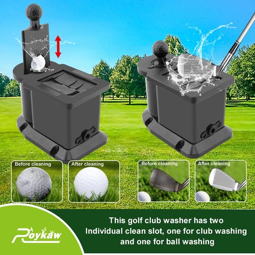 Roykaw Golf Cart Ball Washer and Cleaner,Golf Club Head Cleaner Compatible with EZGO Club Car Yamaha - Upgrade Club Car Precedent Bracket