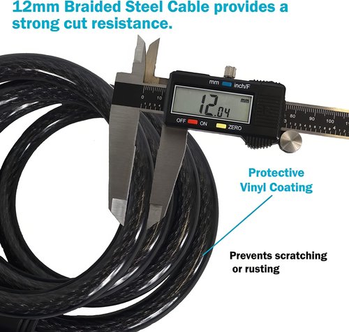 Lumintrail Combination Bike and Scooter Lock Cable - 6ft Bike Locks Heavy Duty Anti Theft with Combinations - Bike Cable Lock Combination with Lock Holder (1 Pack, Black)