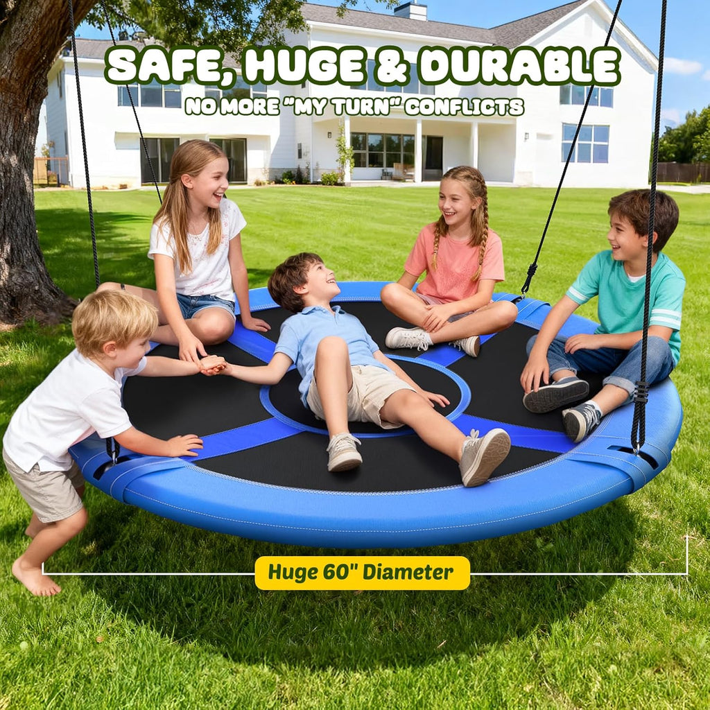 Trekassy 60" Large Saucer Tree Swing - Waterproof 900D Oxford Fabric with 2 Hanging Straps