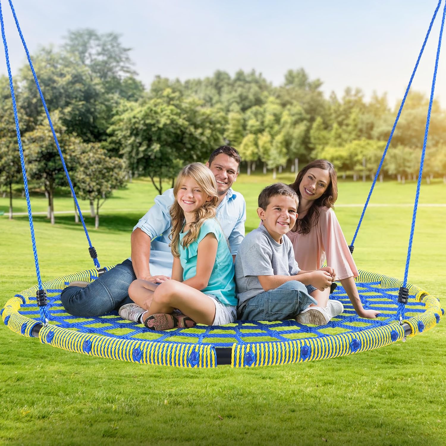 Trekassy 60" Large Spider Web Saucer Swing - Heavy Duty Outdoor Net Swing for Kids & Adults, 750lbs Capacity