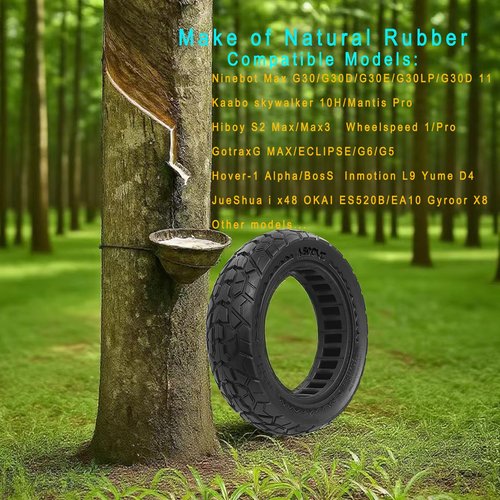 10x2.5 Solid Electric Scooter Tire Tubeless,60/70-6.5 Front or Rear Replacement Scooter Wheels,10 inch Solid Rubber Tires for Segway Max G30/G30D/G30E/G30E/G30LP/G30D II (1)