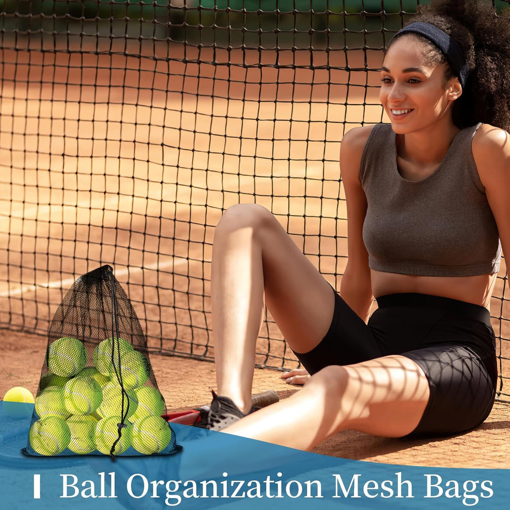 Skiennix 6 Pcs Mesh Drawstring Bags - 14x17 Inch Multipurpose Storage for Gym, Beach & Laundry | Black