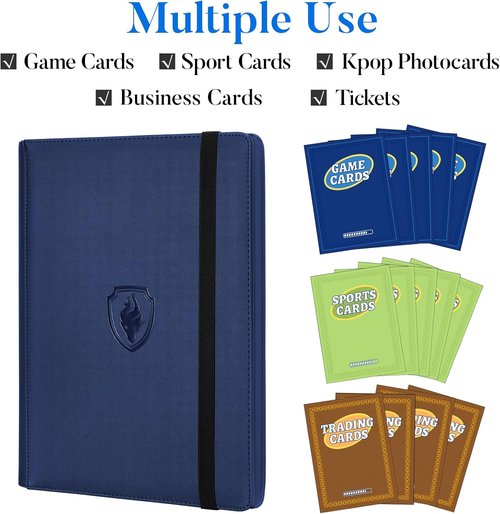 Fabmaker Premium 9 Pocket Card Binder - Sturdy Trading Card Album for 540 Cards | Navy Blue
