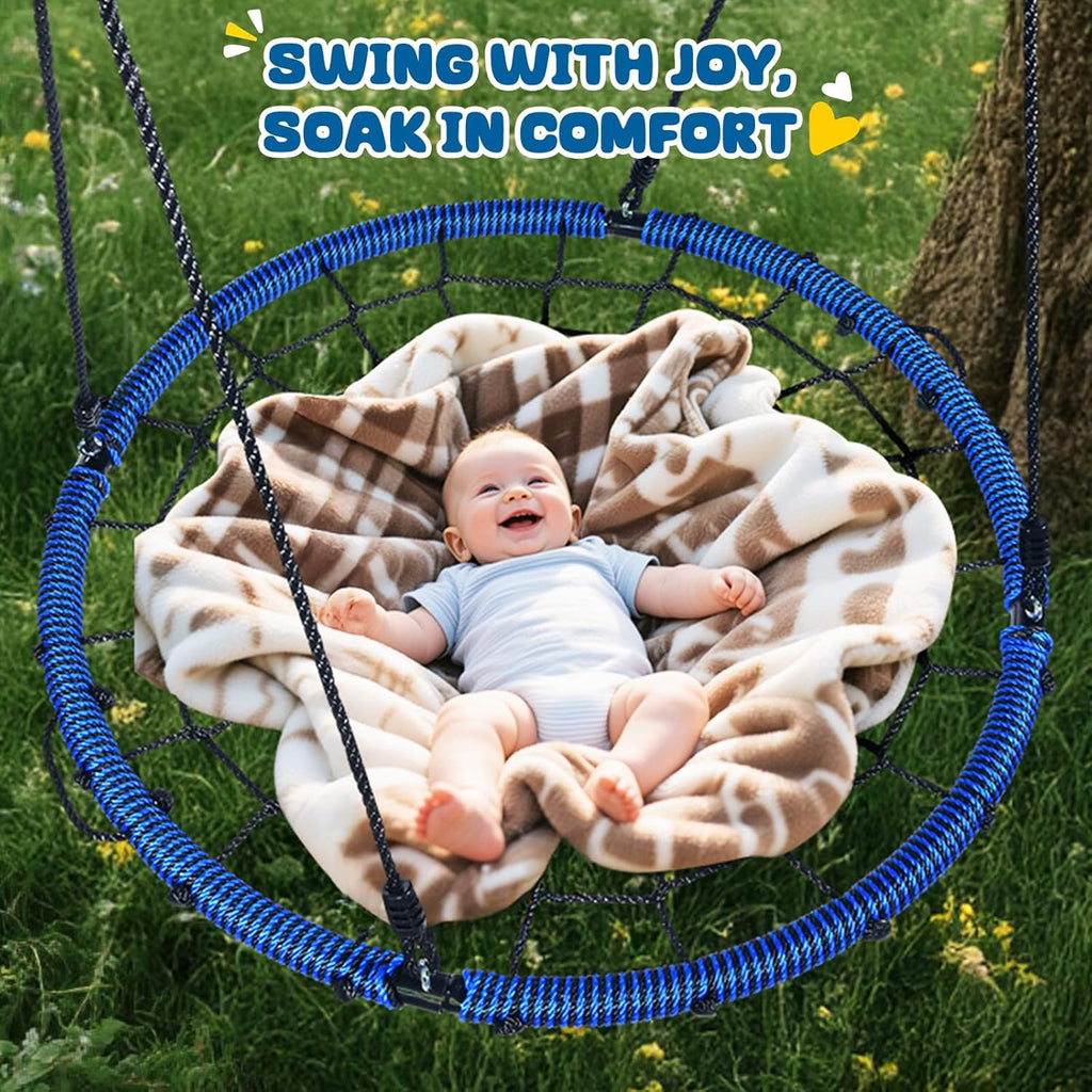 Trekassy 40" Spider Web Saucer Tree Swing - 750lbs Capacity, Durable Steel Frame, Blue Color