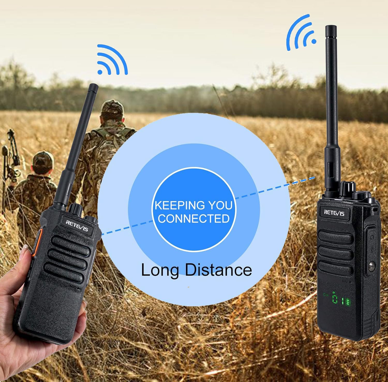 Retevis RT86 Emergency Two Way Radios Long Range, Professional 2 Way Radios, 2600mAh Rechargeable, USB, Flashlight, Shatterproof Display, Durable Walkie Talkies for Snowstorm Off-Roading Farm(2 Pack)