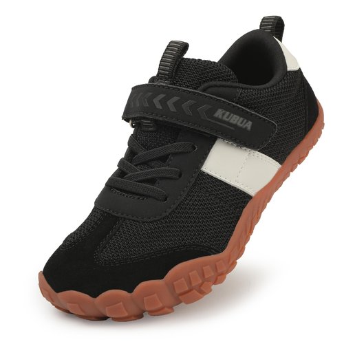KUBUA Kids Barefoot Shoes Boys Girls Sneakers Lightweight Durable Tennis Shoes School Gym Sports Black 3.5 Big Kid