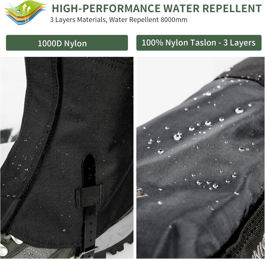 Unigear Leg Gaiters - Durable 1000D Waterproof Boot Gaiters for Hiking, Walking, Climbing & Skiing