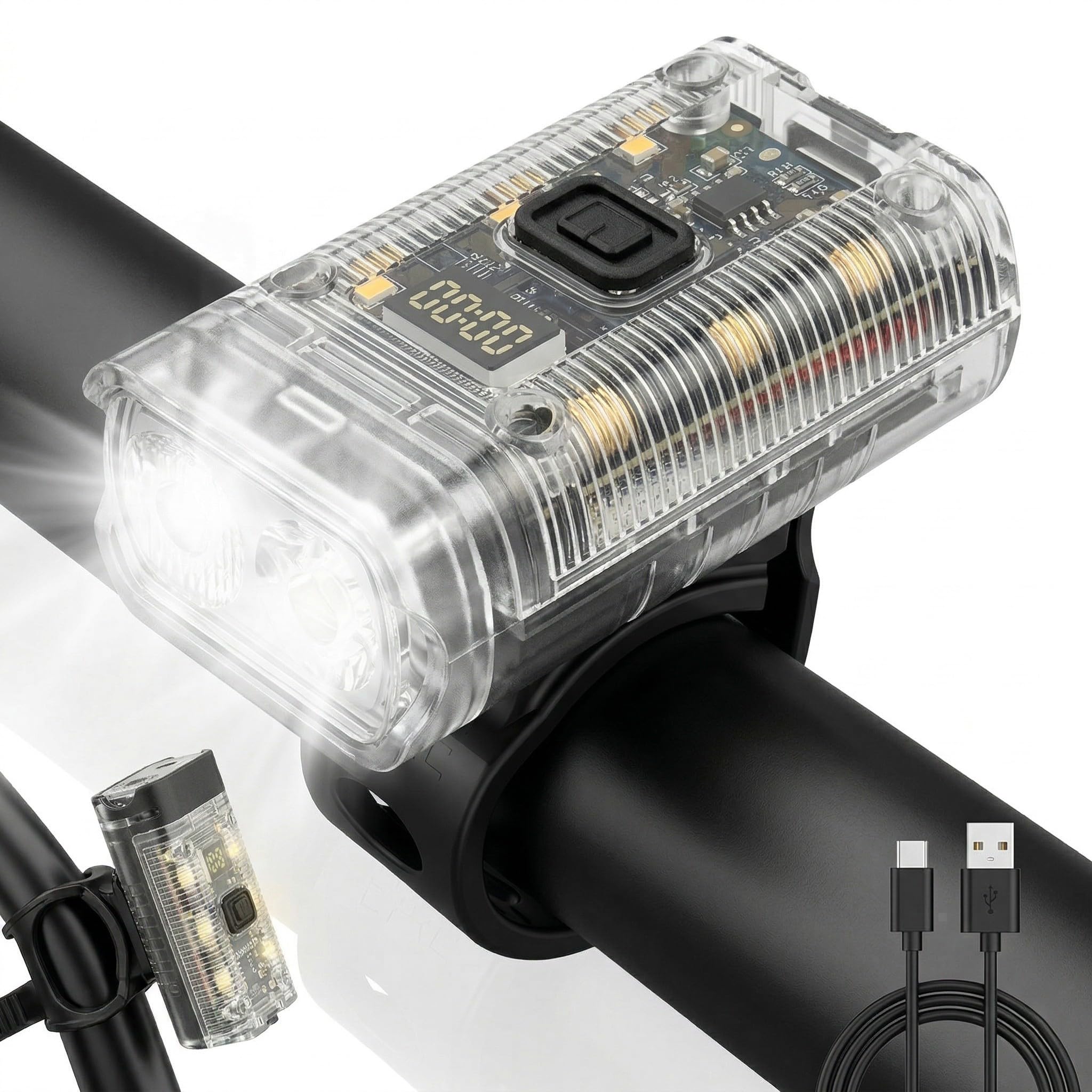 Rechargeable Bike Light for Night Riding – Bright LED Bicycle Headlight, USB Rechargeable, Waterproof, Easy Mount Handlebar Light for Road, MTB & Commuter Cycling