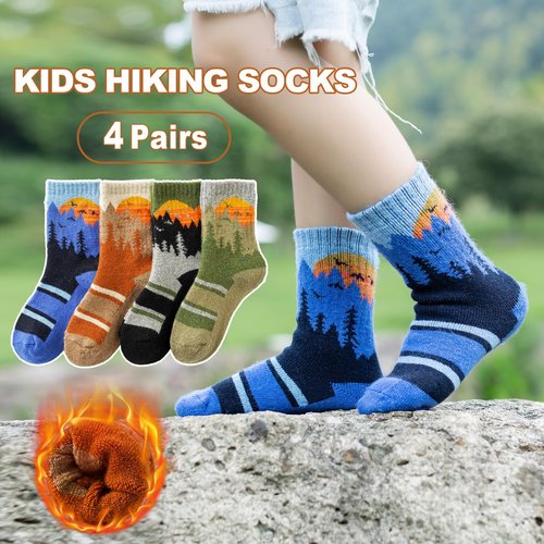BISOUSOX Kids Wool Socks Boys Socks 10-12 Years Old Soccer Youth Girls 6-8 Thermal Hiking Skiing Boot Crew Cushion Sock