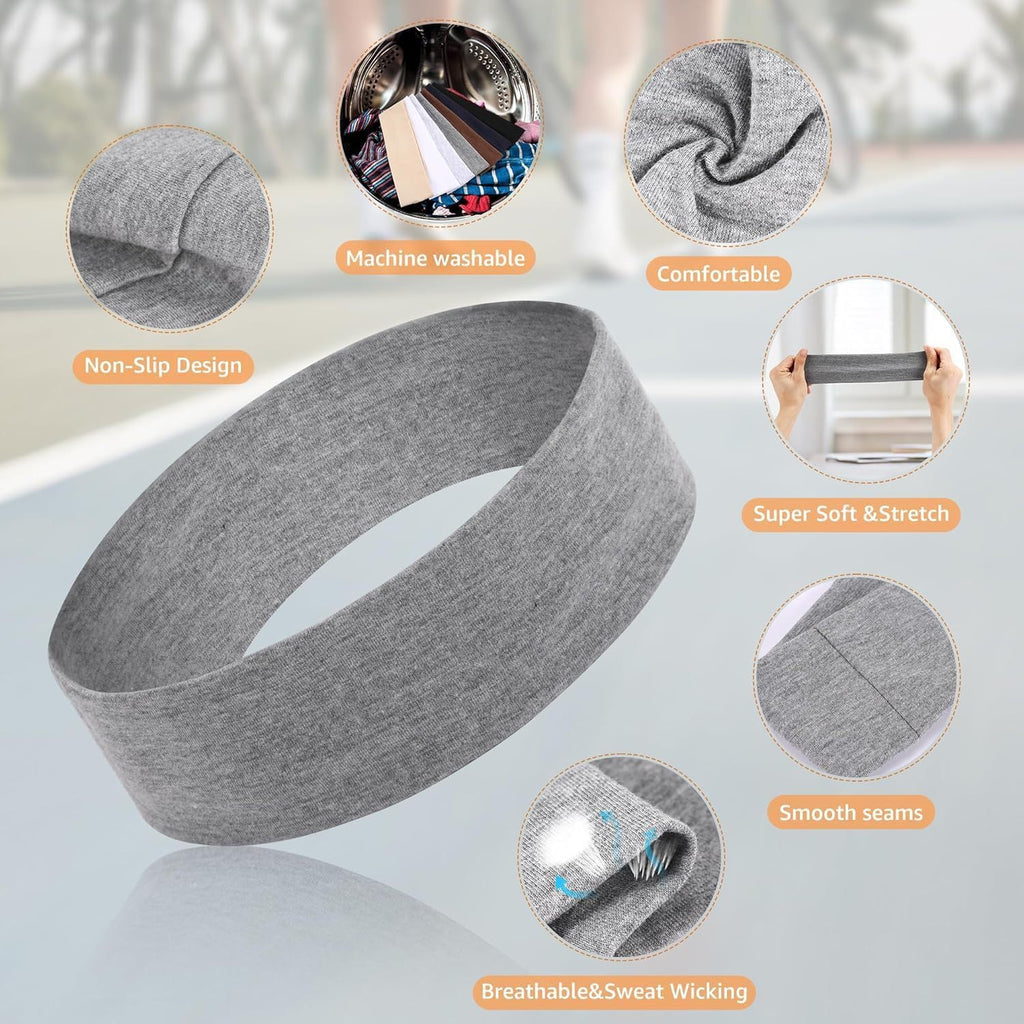 Skiennix Premium Elastic Headbands - Non-Slip Workout Hair Bands for Men & Women | 3 Colors