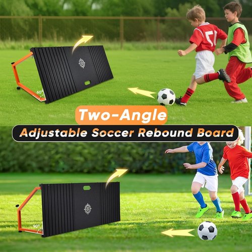 CAROD Soccer Rebounder Board - 40" x 16" Portable Training Equipment with Two Angles & Sandbags | Ideal for Passing & Shooting Drills