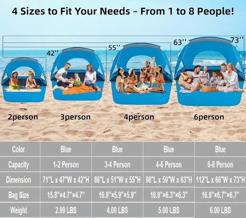 Beach Tent by [Brand Name] - Portable Sun Shelter for 2-8 People | UPF 50+ UV Protection & Easy Setup