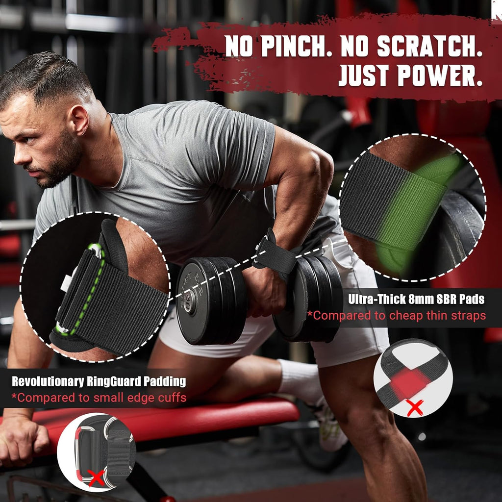Skiennix Weight Lifting Straps - 2-in-1 Non-Slip Wrist Straps with Double Triangle Rings for Home Gym