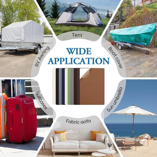 Canvas Patch | 6-Piece Self-Adhesive Waterproof Repair Kit - 5.5 x 8 Inches for Tents, Sofas, Boats & More (Gray)