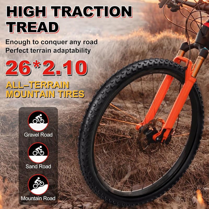 2 Pack Mountain Bike Tires with Tubes 26x2.1 Folding MTB Tires