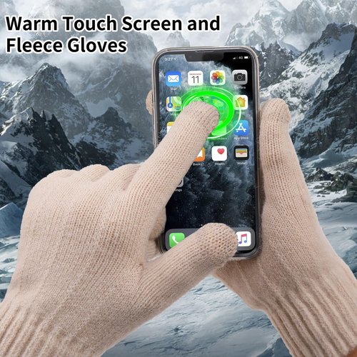 Womens Winter Beanie Hat Scarf and Gloves Set Earflap Girls Beige Earmuffs Cable Beanies with Pompom Knitted Scarf Touch Screen Gloves Sets Ladies Black Knit Thick Warm Soft Fleece Lined Thermal Cap