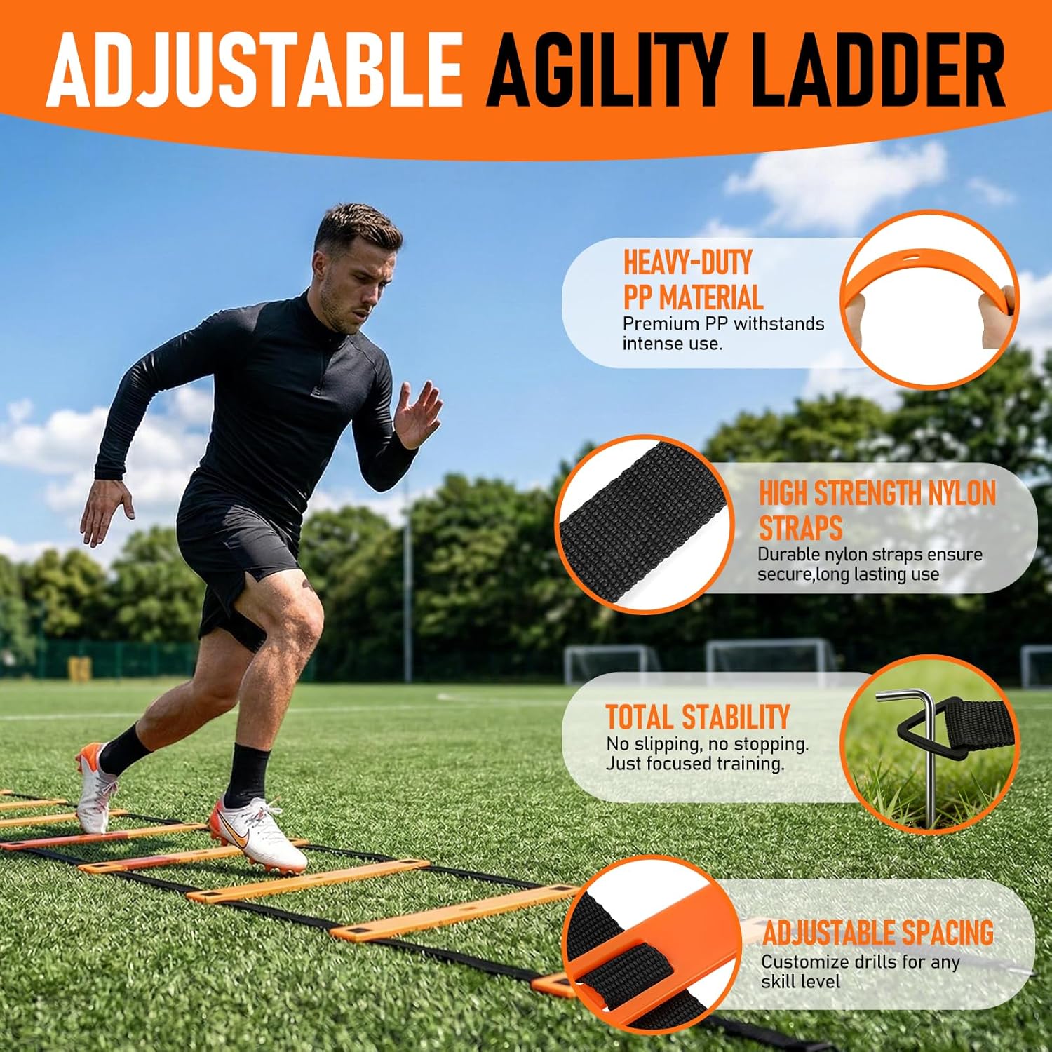 Speed and Agility Training Set - 5 Adjustable Hurdles & 20ft Agility Ladder for Kids & Adults