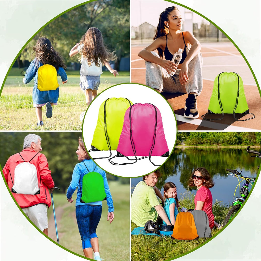 Skiennix 120pcs Drawstring Bags - Vibrant 20 Color Bulk Set for Gym & Travel | Durable and Lightweight