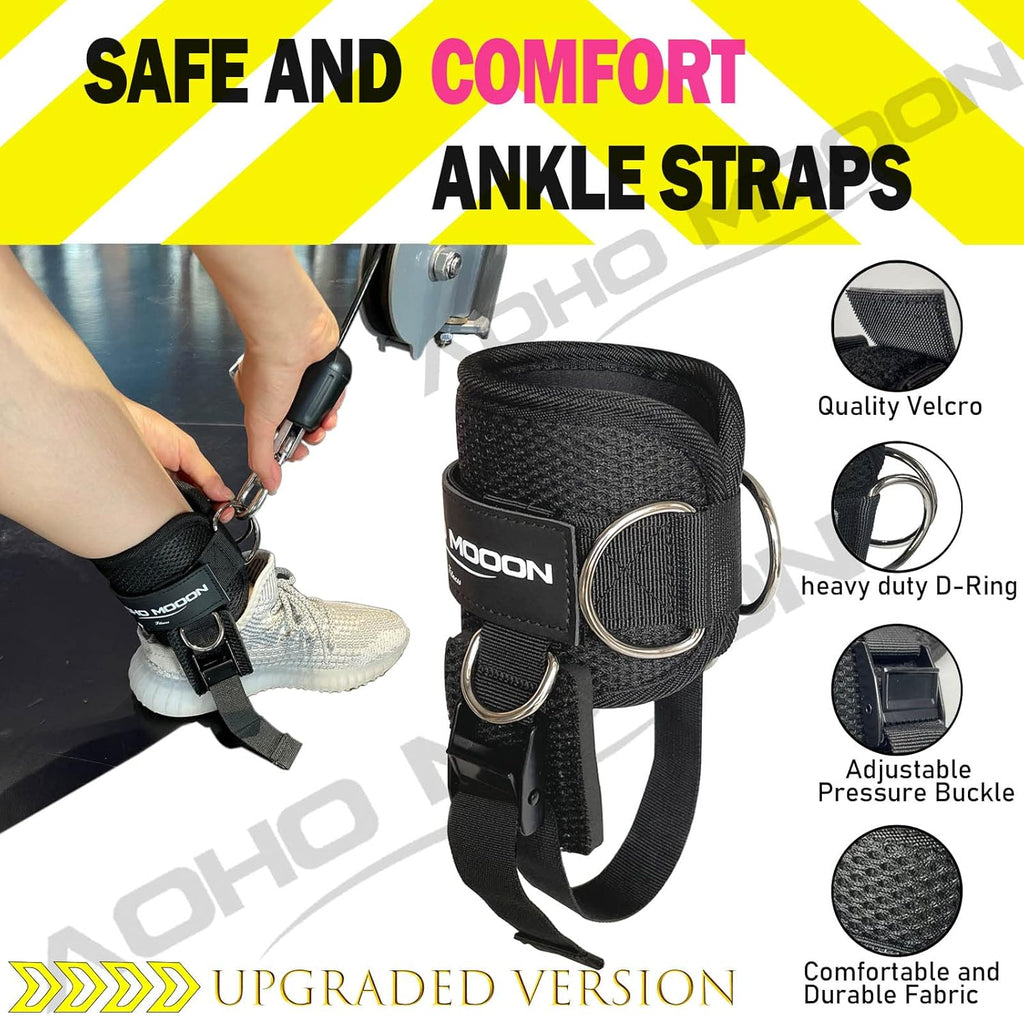 Skiennix Ankle Straps for Cable Machines - Adjustable Neoprene Cuffs for Glute Kickbacks | Unisex Comfort Fit