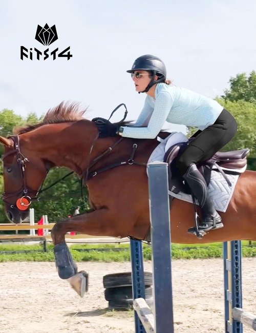 FitsT4 Sports Women's Full Seat Riding Tights with Zipper Pockets Horseback Riding Pants Equestrian Breeches for Women Black M