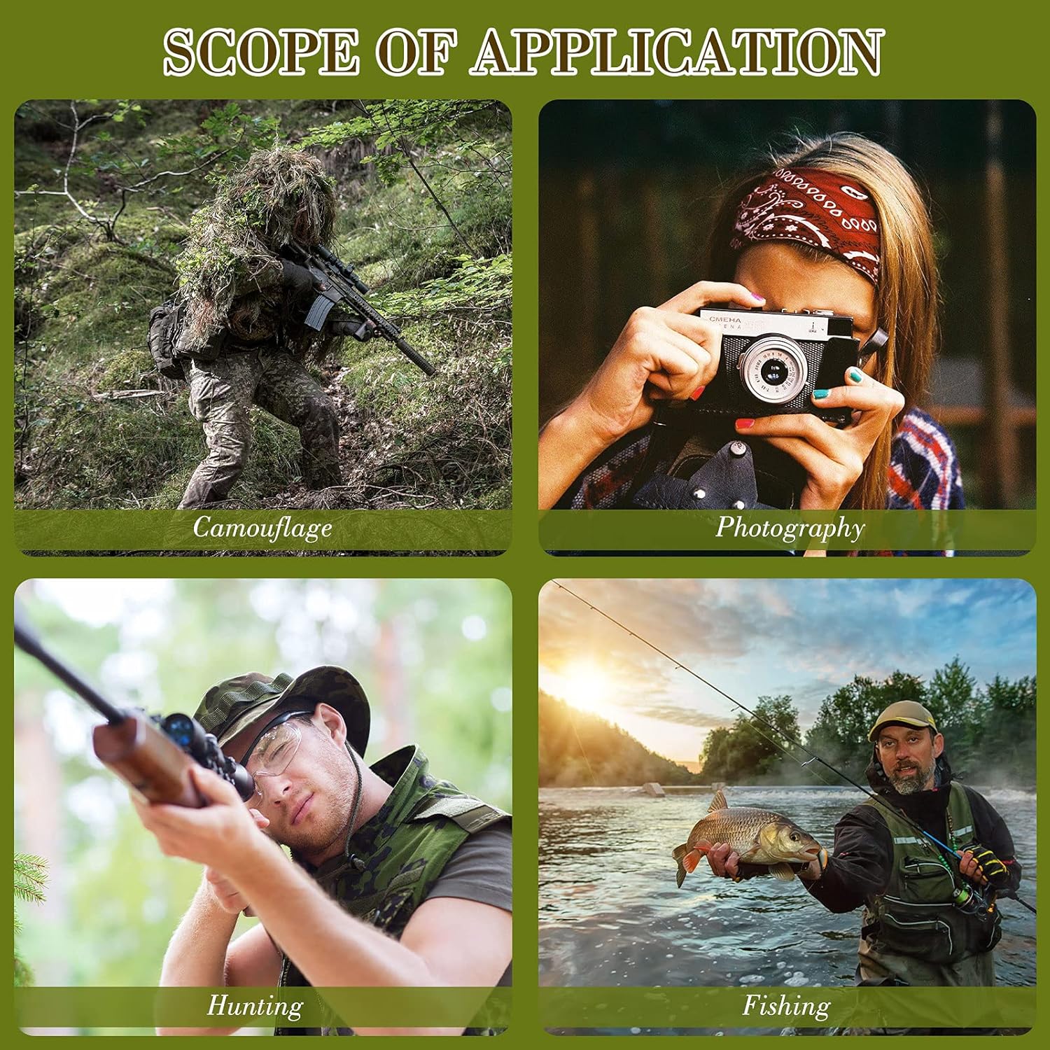 Sintege 3D Camo Turkey Hunting Face Mask - Full Coverage Ghillie Hat | 3-Piece Camouflage Set