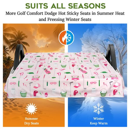 Golf Cart Seat Covers Club Car Golf Cart Accessories, Pink Golf Carts Seat Towel Blanket for Women, Cute Golf Seat Covers for Club Car and More 2-Seat Golf Cart Decorations Golfer Gifts, 52"x 32"