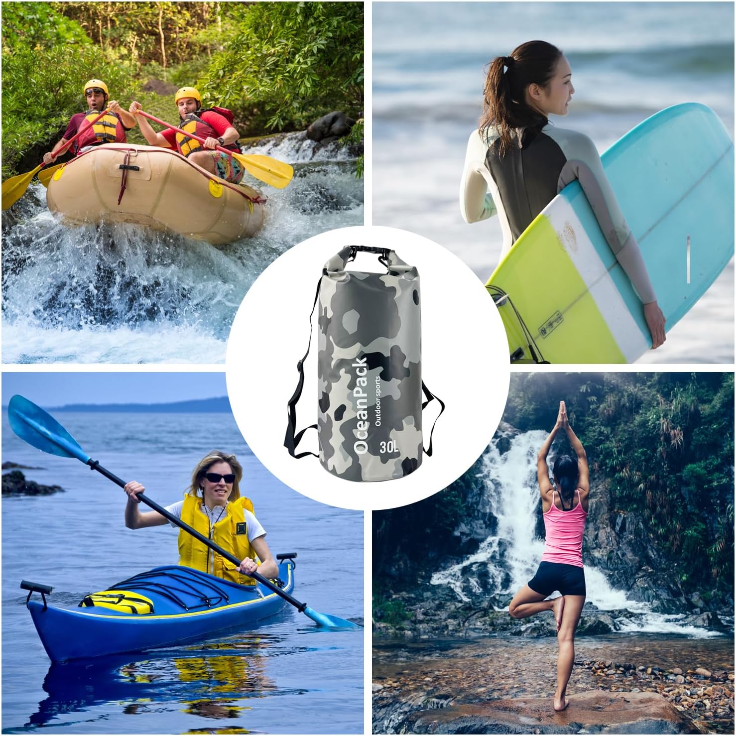 Skiennix Waterproof Dry Bag - Versatile 2L/5L/10L/20L/30L Sizes for Kayaking, Camping & Beach Use