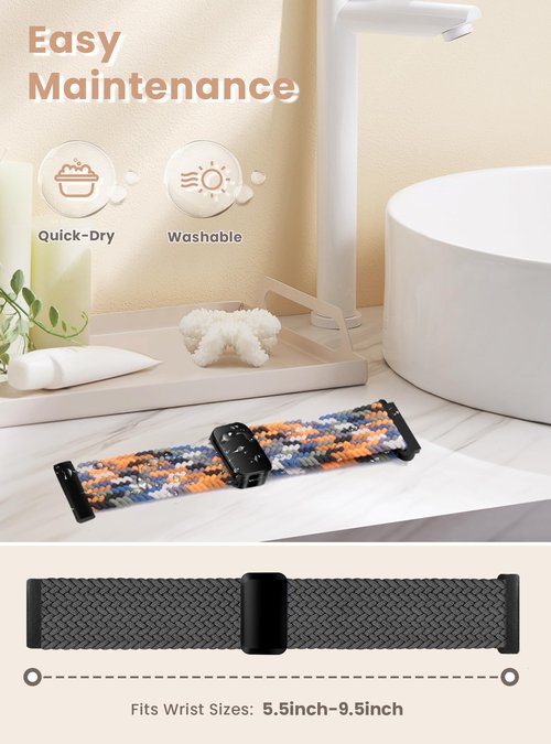 Yeahxing Braided Bands Compatible with Fitbit Versa 4/Fitbit Versa 3/Sense 2/Sense 1,Soft Stretchy Elastic Nylon Wristband Sport Loop Strap for Women Men