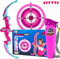 Toysery Kids Archery Set - LED Bow and Arrow Set for Ages 6-8, Includes 6 Arrows, Target & Quiver