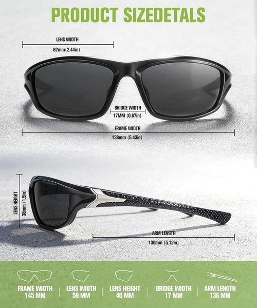 **Skiennix Polarized Sports Sunglasses - UV400 Protection for Driving, Golf, Cycling & Running**