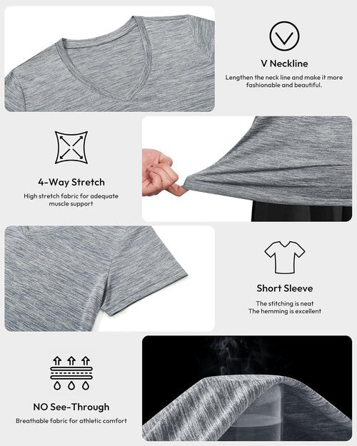 BALENNZ Women's Workout Shirts - Moisture-Wicking Quick-Dry Athletic T-Shirts for Gym Performance