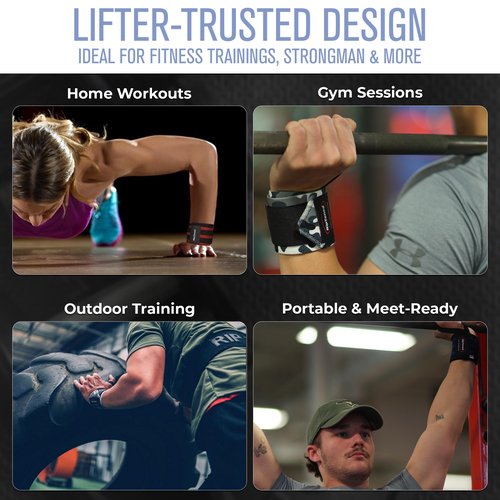 Rip Toned Wrist Wraps for Weightlifting – USPA & USAPL Approved 18" Wrist Straps for Powerlifting – Adjustable, Durable Gym Wraps with Thumb Loop – Quality Support for Men & Women – Green Camo Flex