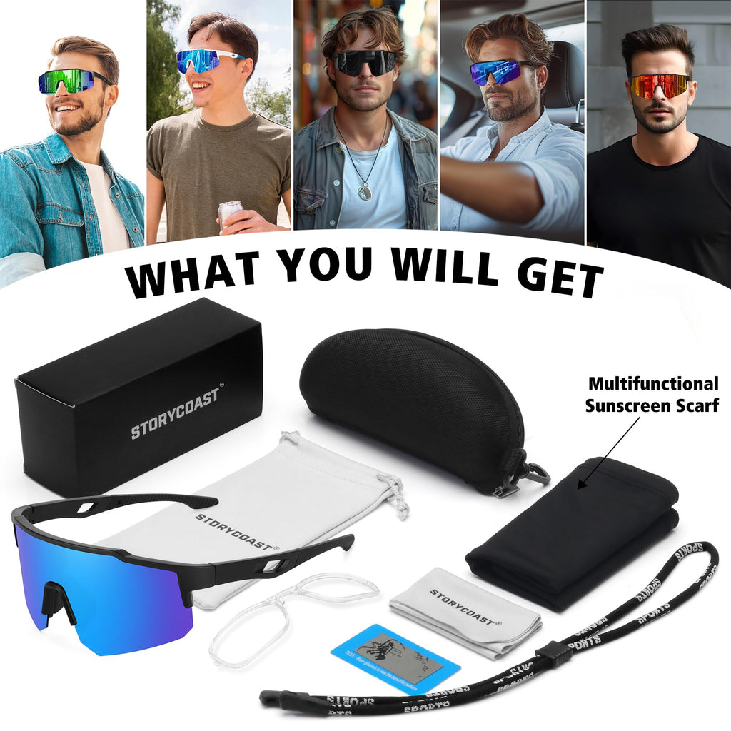 STORYCOAST Polarized Sports Sunglasses for Men Women Fishing Cycling Bike Running Sun Glasses UV Protection