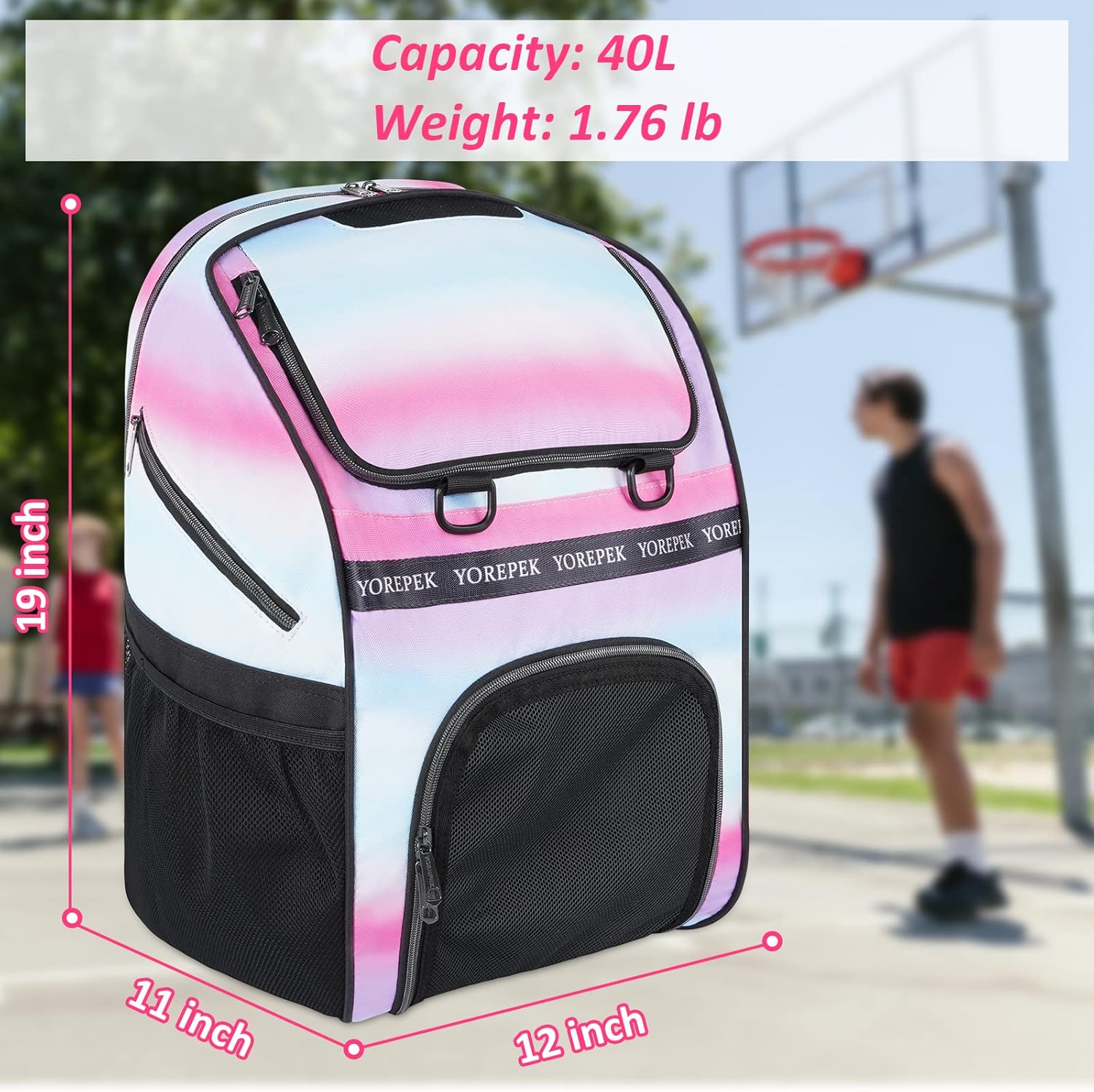 YOREPEK Basketball Bag - Large Water-Resistant Backpack with Shoe Compartment & Ball Holder | Ideal for Sports Training