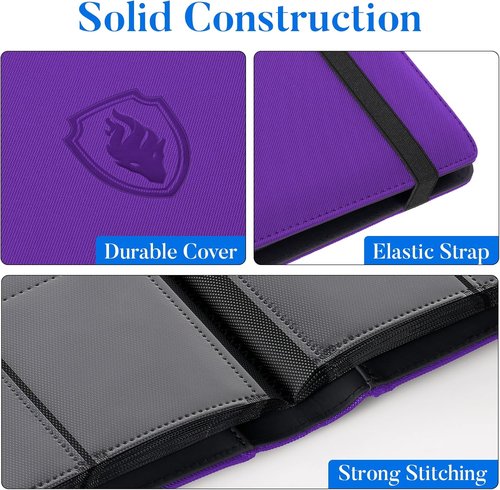Fabmaker Premium 9 Pocket Card Binder - Sturdy Trading Card Album for 360 Cards | Sleek Purple Design