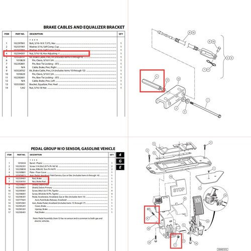 CLUBRALLY Golf Cart Brake Equalizer Rod Set for 2004-Up Club Car Precedent Gas & Electric Golf carts, OEM#102594301 102559401 102559701