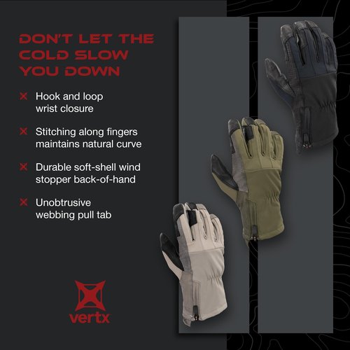 Vertx Crisp Action Mens Tactical Gloves, Water Resistant Breathable Gloves for Hunting Survival Outdoor Gear, Touch Screen Compatible, Urban Grey, Medium