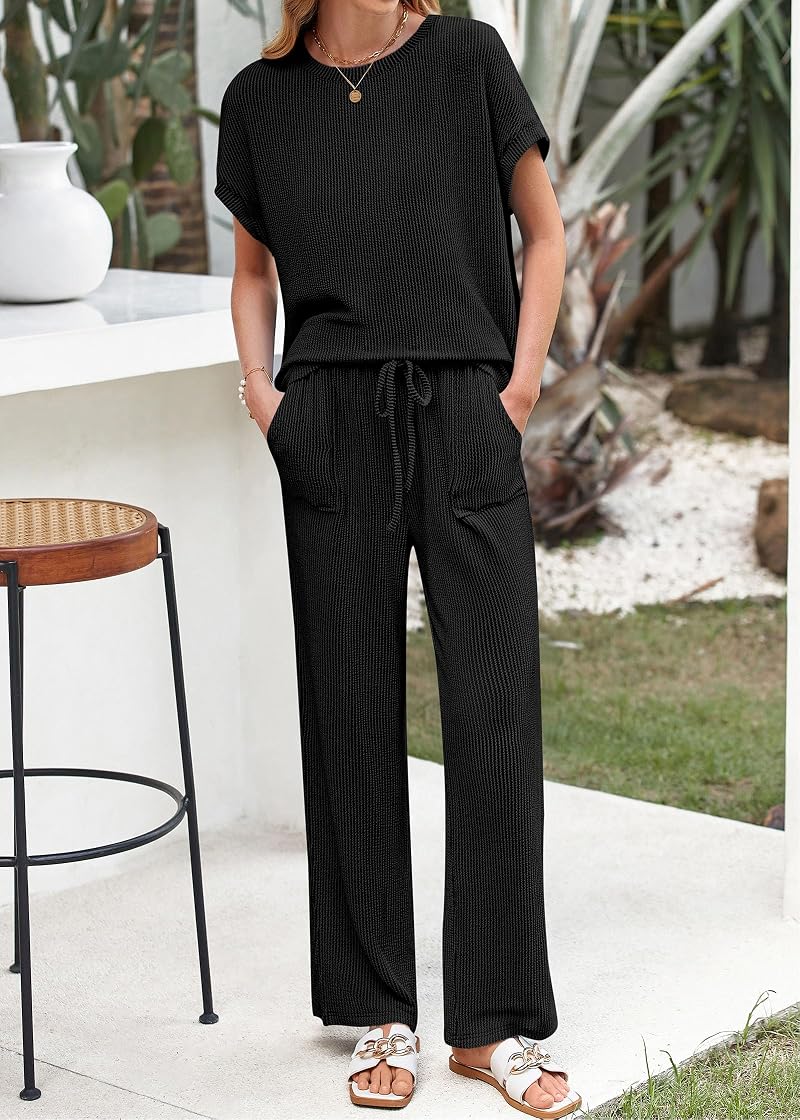 KIRUNDO 2-Piece Lounge Set for Women — Black, Large